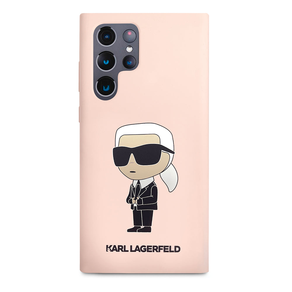 Etui na Samsung Galaxy S23 Ultra S918, Karl Lagerfeld, Silicone Ikonik Karl, Różowy
