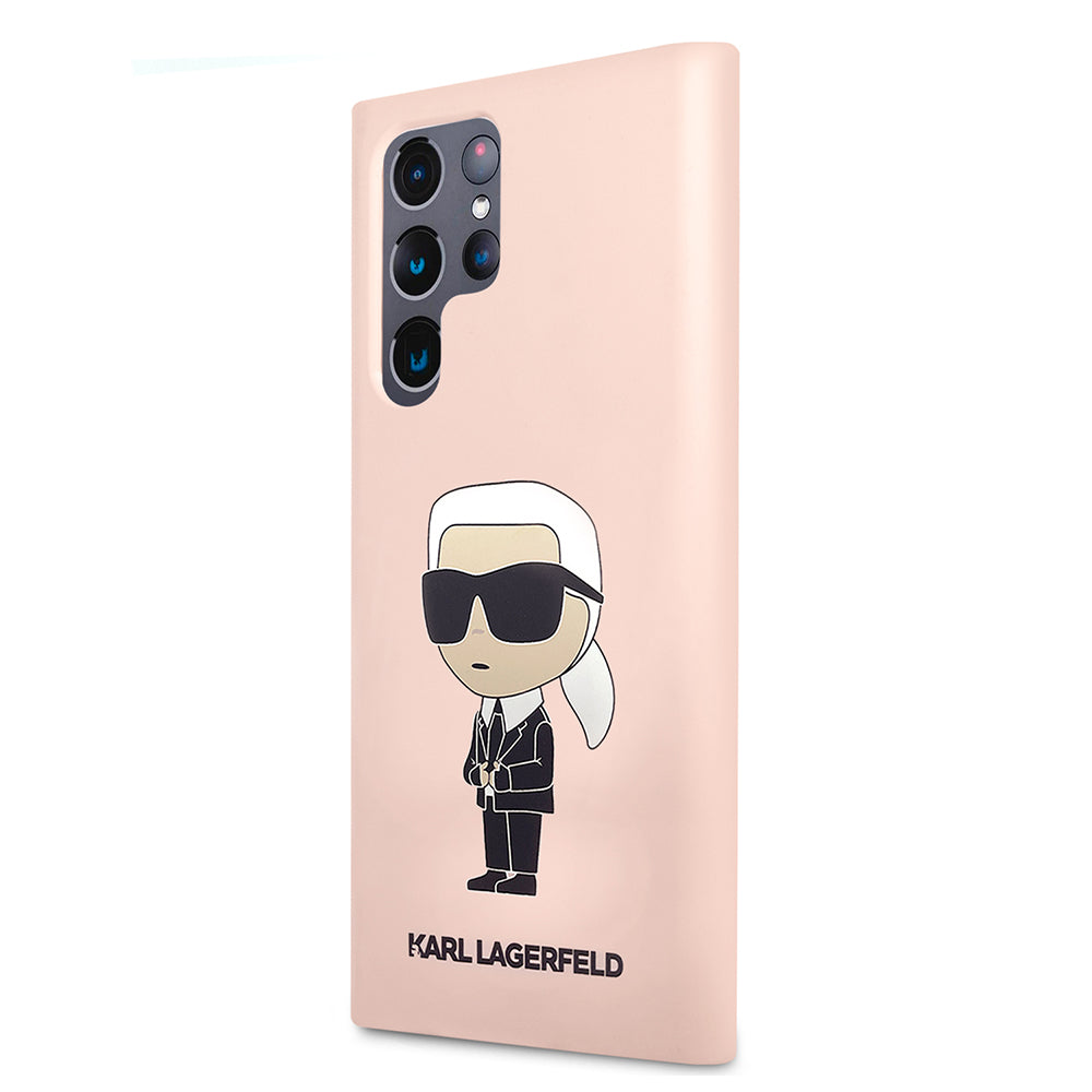 Etui na Samsung Galaxy S23 Ultra S918, Karl Lagerfeld, Silicone Ikonik Karl, Różowy
