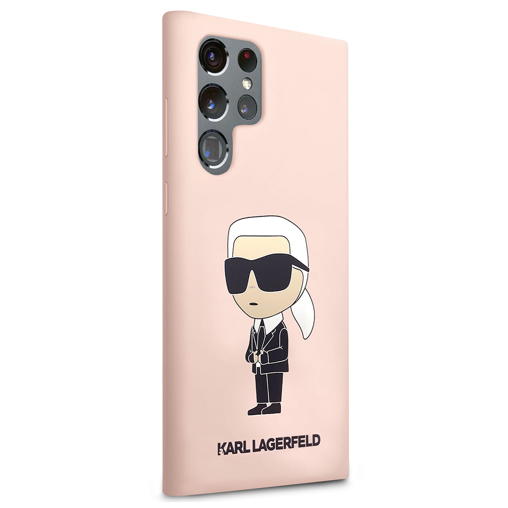 Etui na Samsung Galaxy S23 Ultra S918, Karl Lagerfeld, Silicone Ikonik Karl, Różowy
