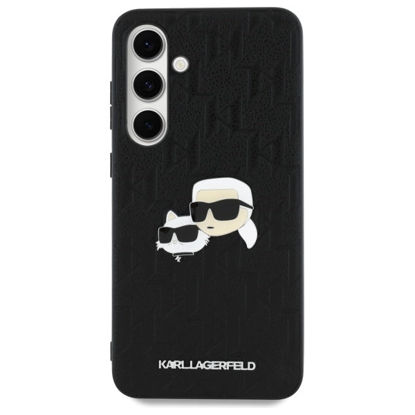 Etui na Samsung Galaxy S24 FE S721, Karl Lagerfeld, Monogram Karl & Choupette's Heads, Czarne