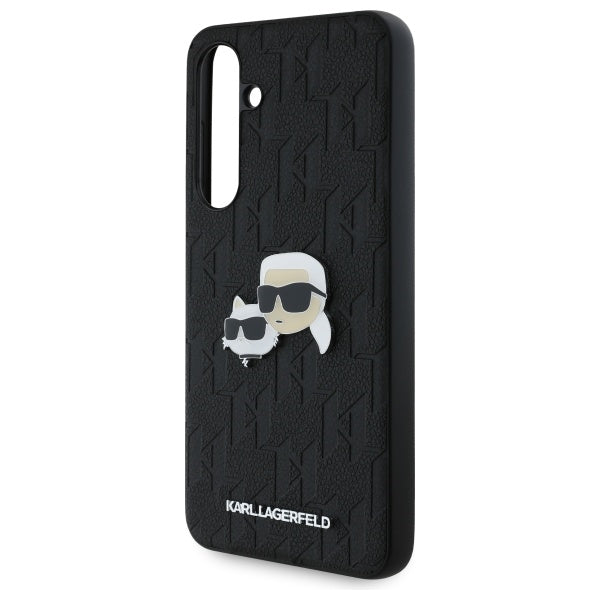 Etui na Samsung Galaxy S24 FE S721, Karl Lagerfeld, Monogram Karl & Choupette's Heads, Czarne