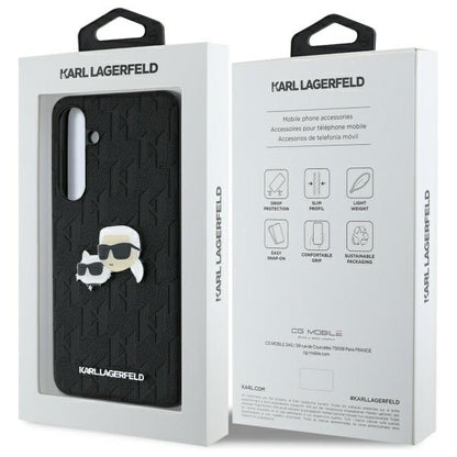Etui na Samsung Galaxy S24 FE S721, Karl Lagerfeld, Monogram Karl & Choupette's Heads, Czarne