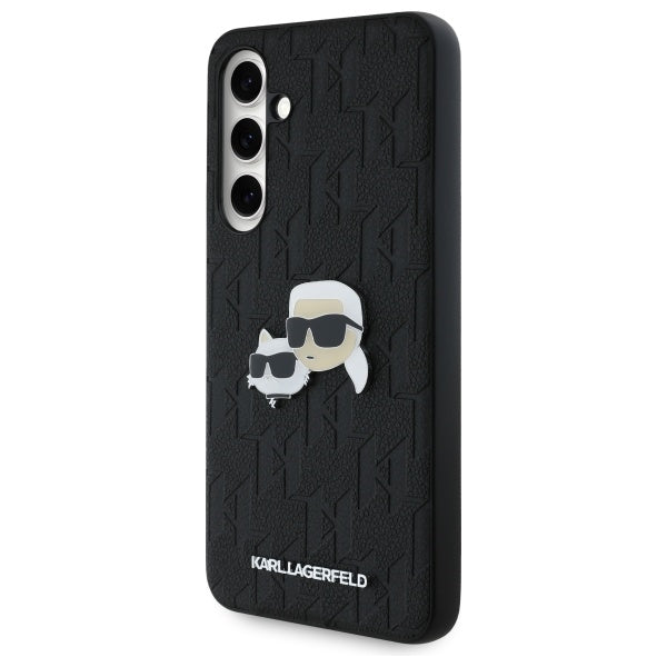 Etui na Samsung Galaxy S24 FE S721, Karl Lagerfeld, Monogram Karl & Choupette's Heads, Czarne