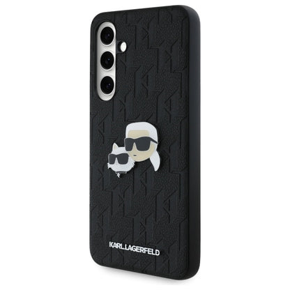 Etui na Samsung Galaxy S24 FE S721, Karl Lagerfeld, Monogram Karl & Choupette's Heads, Czarne