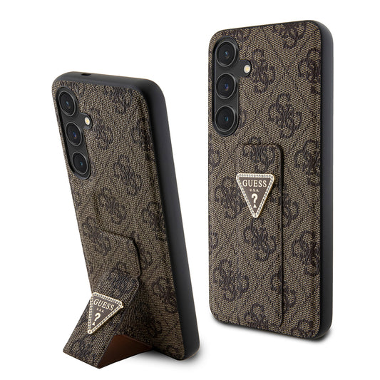 Etui na Samsung Galaxy S24+ S926, Guess, Grip Stand 4G Triangle Strass, Brązowy