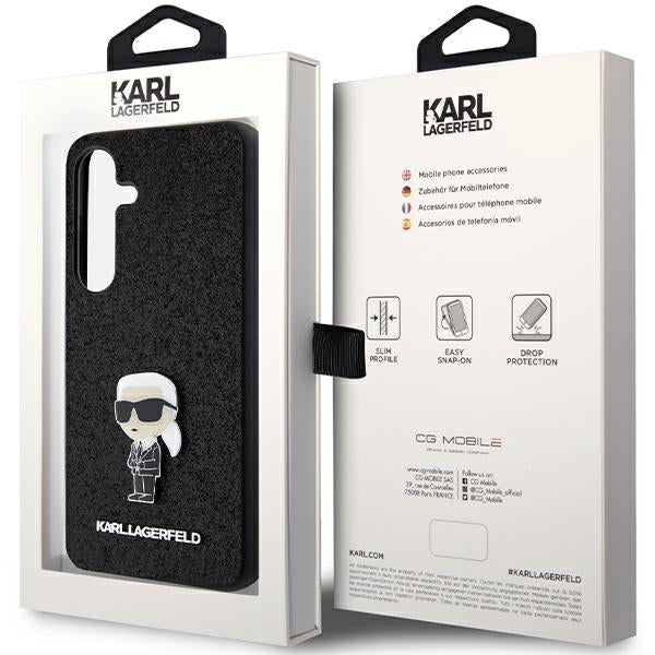 Etui na Samsung Galaxy S24+ S926, Karl Lagerfeld, Glitter Ikonik Karl Logo, Czarne