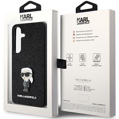 Etui na Samsung Galaxy S24+ S926, Karl Lagerfeld, Glitter Ikonik Karl Logo, Czarne