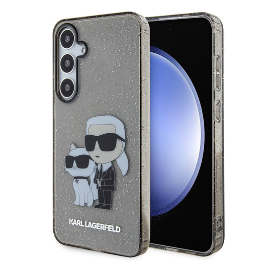 Etui na Samsung Galaxy S24+ S926, Karl Lagerfeld, Glitter Karl & Choupette, Niebieskie.