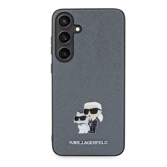 Etui na Samsung Galaxy S24+ S926, Karl Lagerfeld, Saffiano Karl & Choupette Metal, Szare