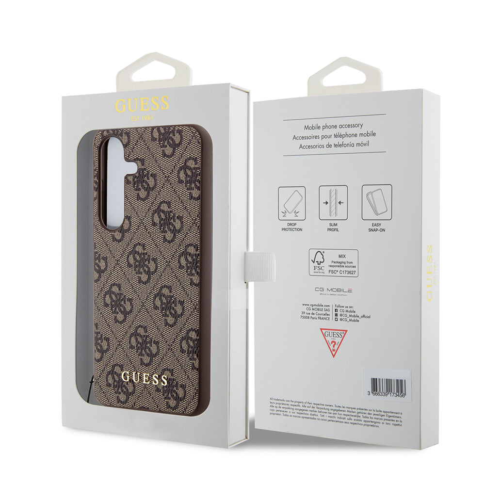 Etui na Samsung Galaxy S24 S921, Guess, 4G Charm, Brązowy