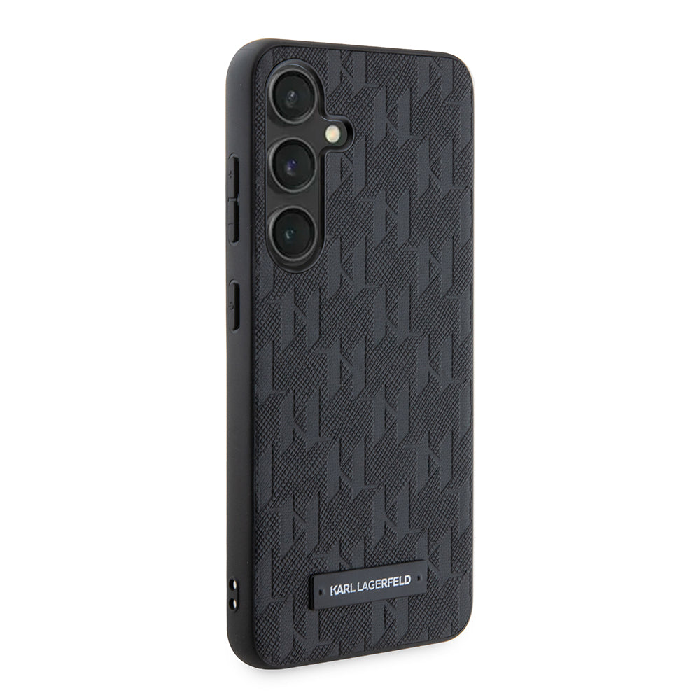 Case for Samsung Galaxy S24 S921, Karl Lagerfeld, Saffiano Mono Metal Logo, Black