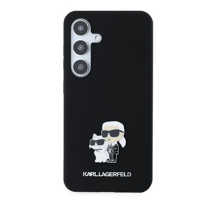 Etui na Samsung Galaxy S24 S921, Karl Lagerfeld, Silikon Karl & Choupette Metal, Czarne
