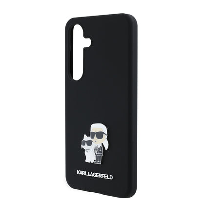 Etui na Samsung Galaxy S24 S921, Karl Lagerfeld, Silikon Karl & Choupette Metal, Czarne
