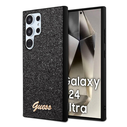 Etui na Samsung Galaxy S24 Ultra S928, Guess, Glitter Script, Czarne