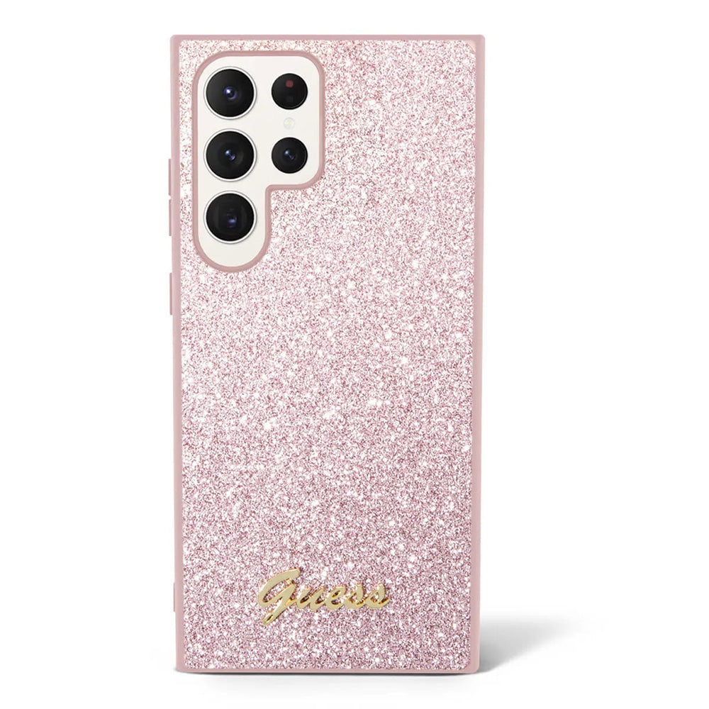 Case for Samsung Galaxy S24 Ultra S928, Guess, Glitter Script, Pink