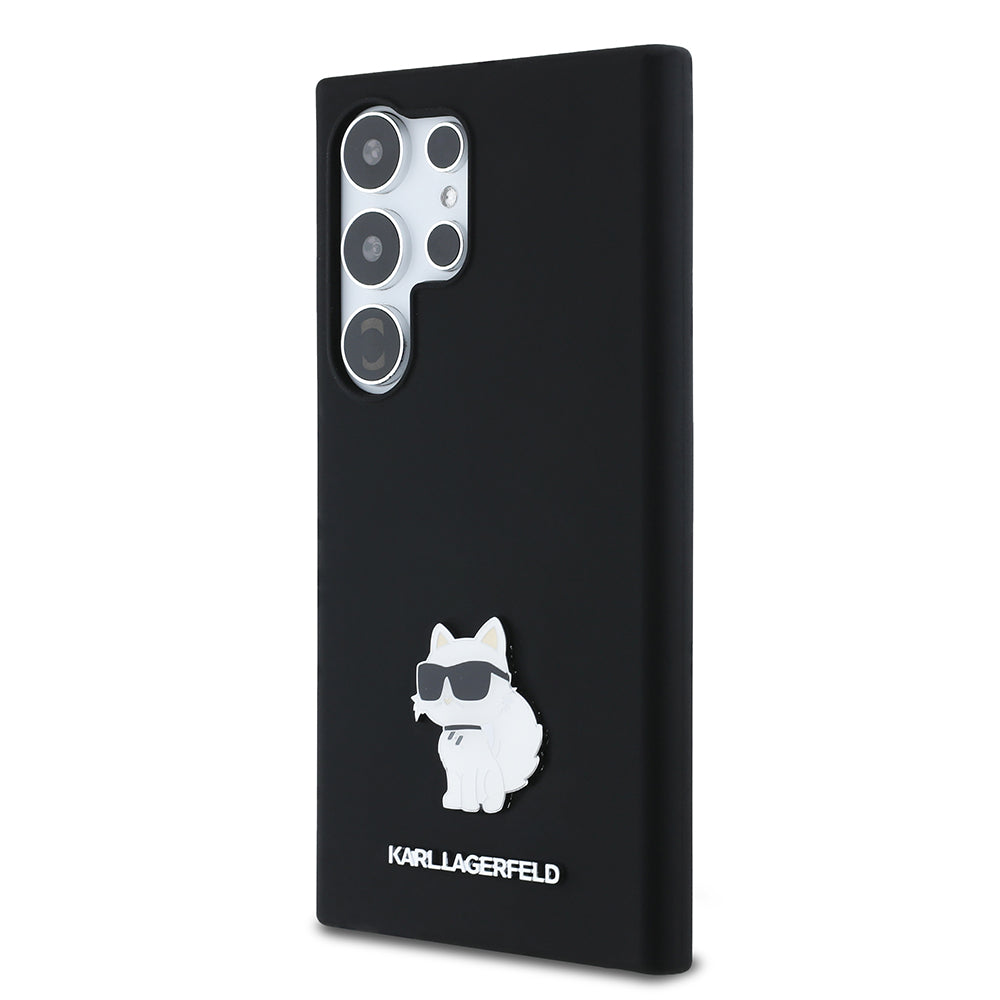 Case for Samsung Galaxy S24 Ultra S928, Karl Lagerfeld, Silicone Choupette Metal, Black