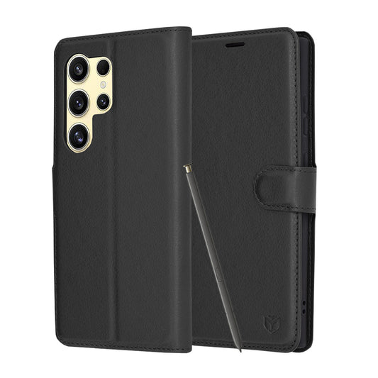Case for Samsung Galaxy S24 Ultra S928, Techsuit, Leather Folio, Black
