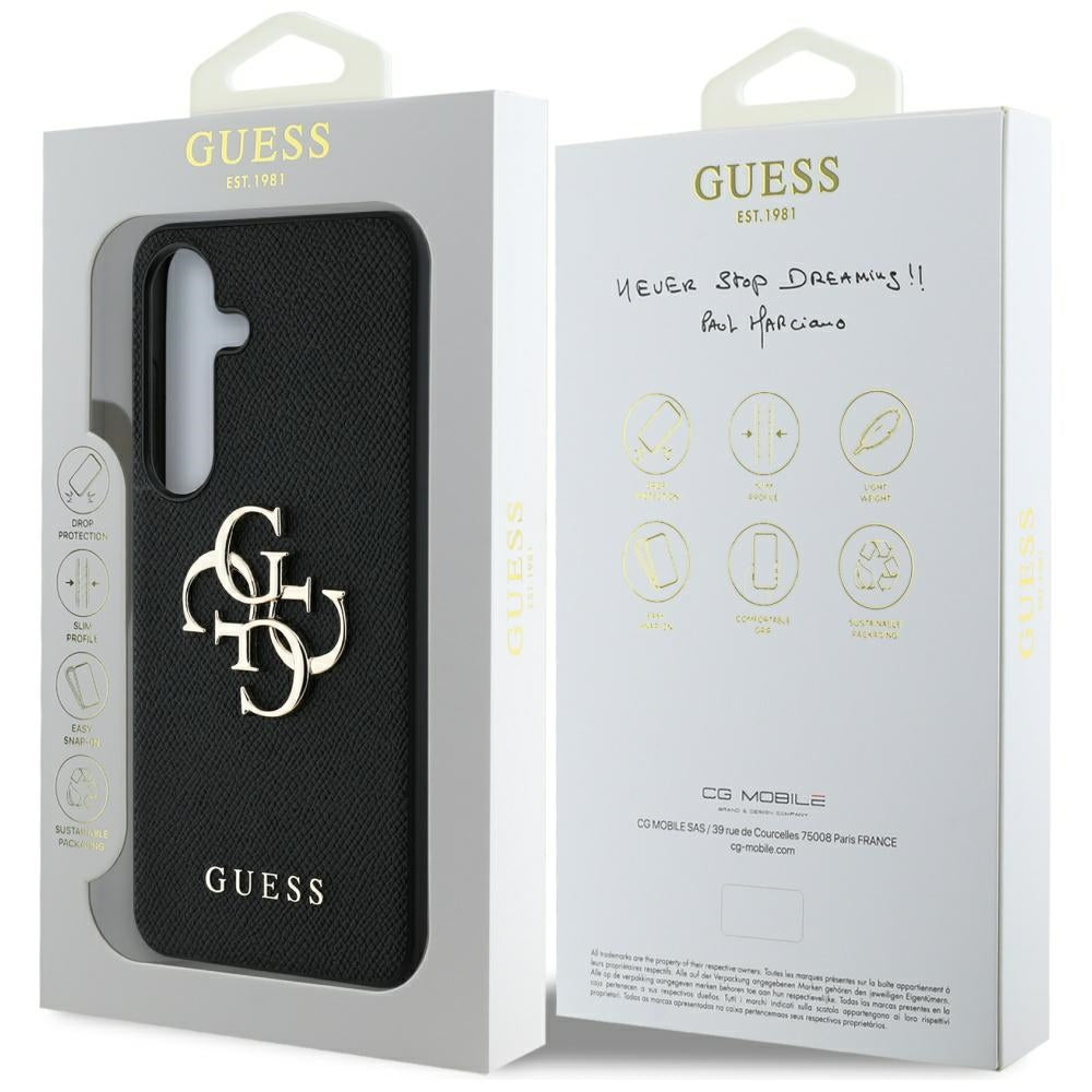 Etui na Samsung Galaxy S25+ S936, Guess, 4G Grained Big and Classic Logo, Czarne