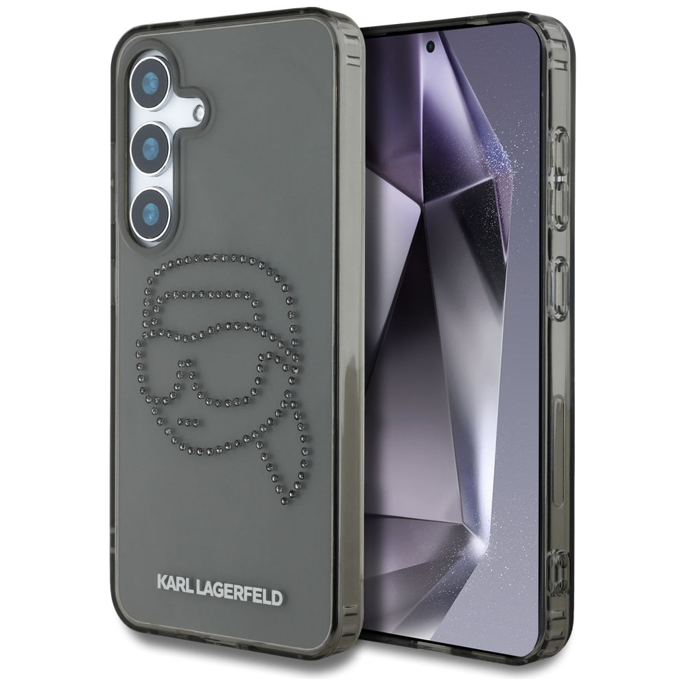 Etui na Samsung Galaxy S25 S931, Karl Lagerfeld, IML Rhinestones Karl's Head, Czarne