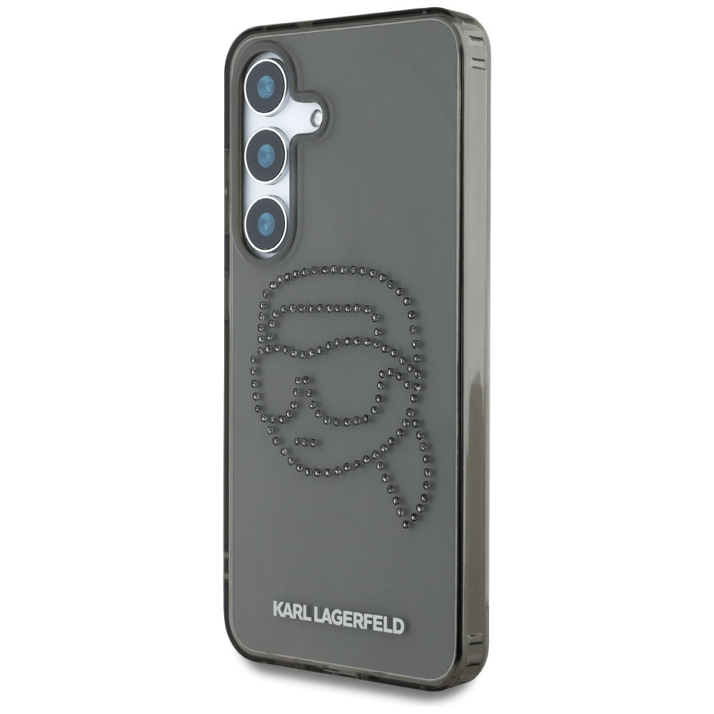 Etui na Samsung Galaxy S25 S931, Karl Lagerfeld, IML Rhinestones Karl's Head, Czarne