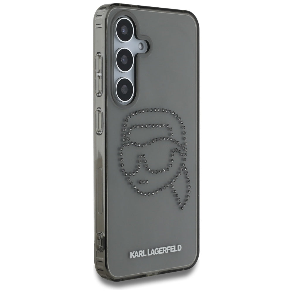 Etui na Samsung Galaxy S25 S931, Karl Lagerfeld, IML Rhinestones Karl's Head, Czarne