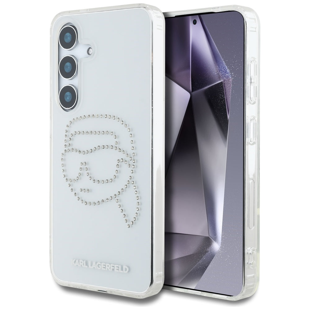 Etui na Samsung Galaxy S25 S931, Karl Lagerfeld, IML Rhinestones Karl's Head, Przezroczyste