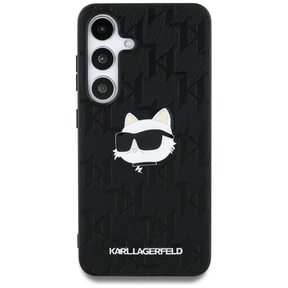 Etui na Samsung Galaxy S25 S931, Karl Lagerfeld, Monogram Choupette's Head, Czarne