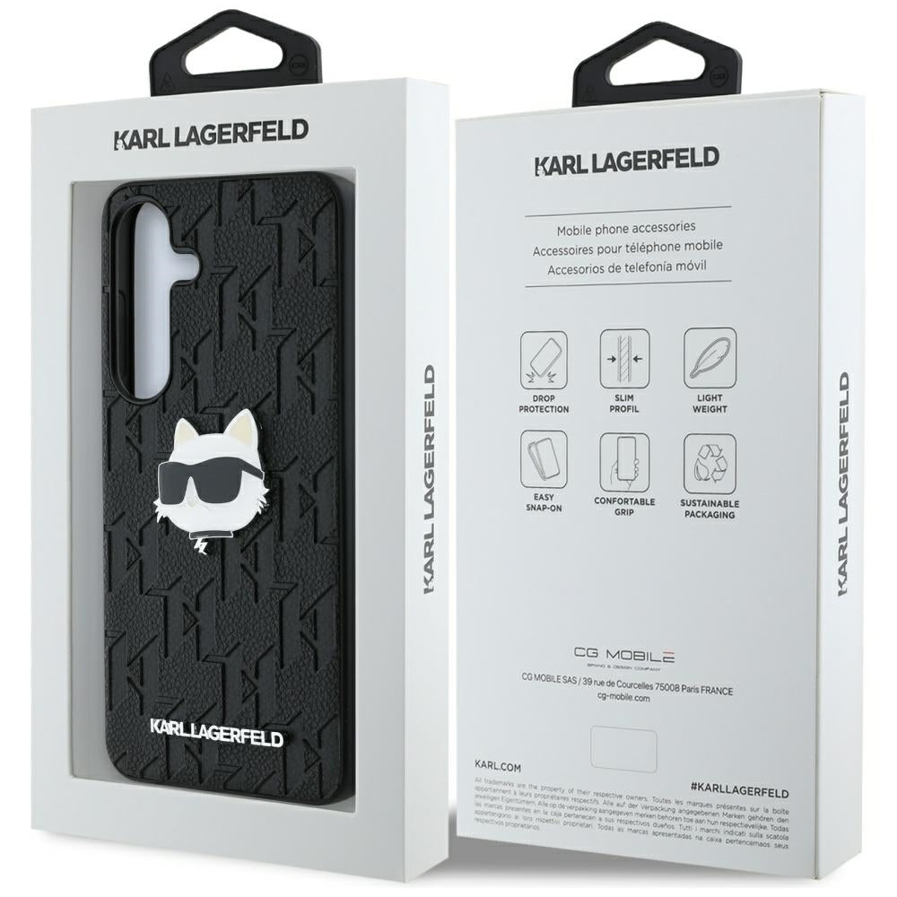 Etui na Samsung Galaxy S25 S931, Karl Lagerfeld, Monogram Choupette's Head, Czarne