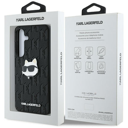Etui na Samsung Galaxy S25 S931, Karl Lagerfeld, Monogram Choupette's Head, Czarne