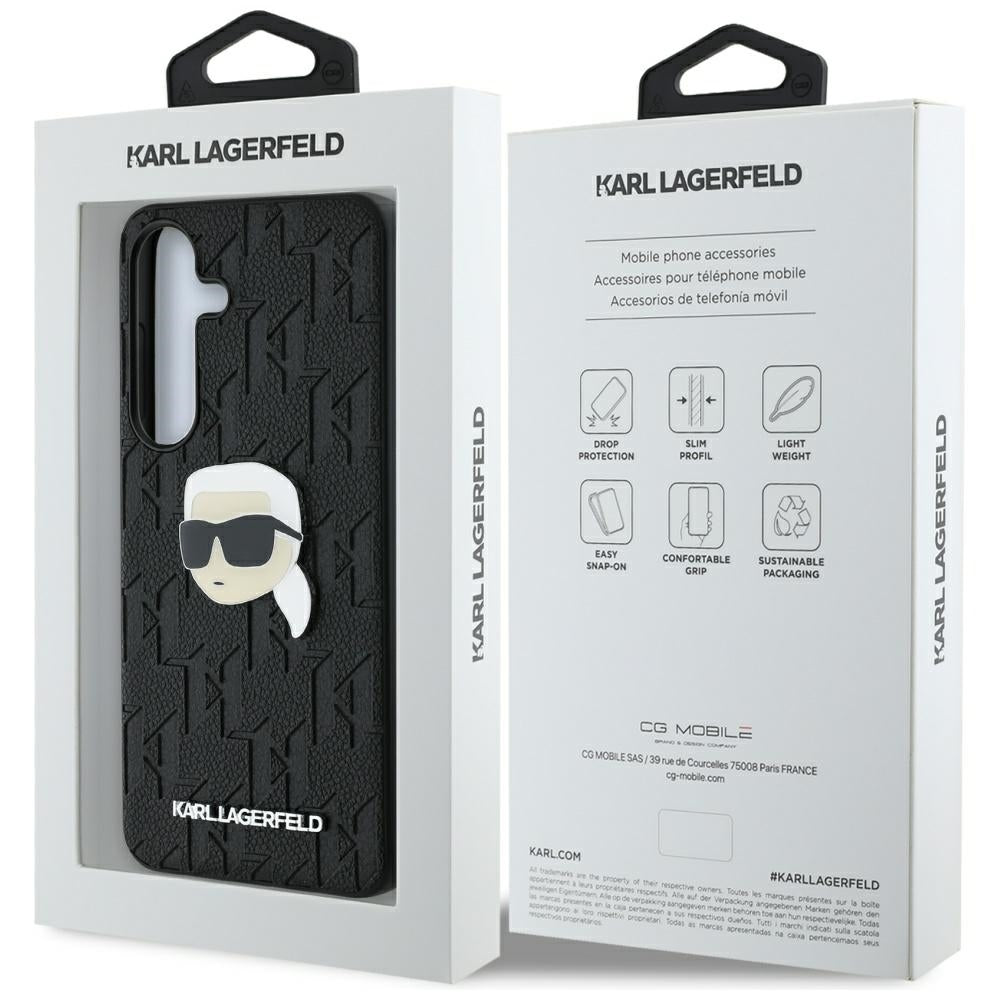 Etui na Samsung Galaxy S25 S931, Karl Lagerfeld, Monogram Karl's Head, Czarne