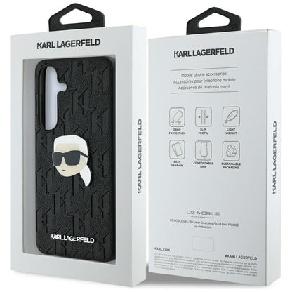 Etui na Samsung Galaxy S25 S931, Karl Lagerfeld, Monogram Karl's Head, Czarne