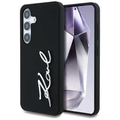 Etui na Samsung Galaxy S25 S931, Karl Lagerfeld, Silikonowe Znaki Metalowe Logo, Czarne