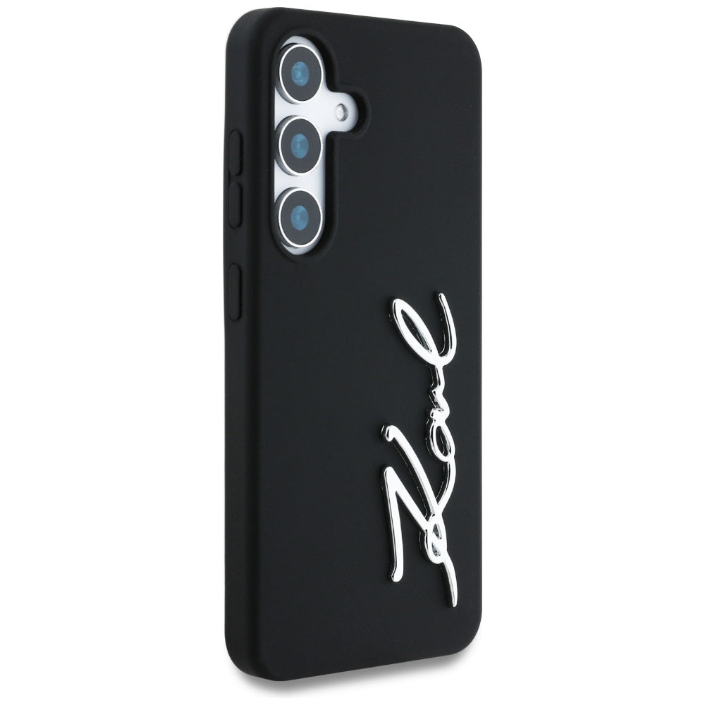 Etui na Samsung Galaxy S25 S931, Karl Lagerfeld, Silikonowe Znaki Metalowe Logo, Czarne