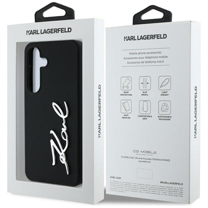 Etui na Samsung Galaxy S25 S931, Karl Lagerfeld, Silikonowe Znaki Metalowe Logo, Czarne