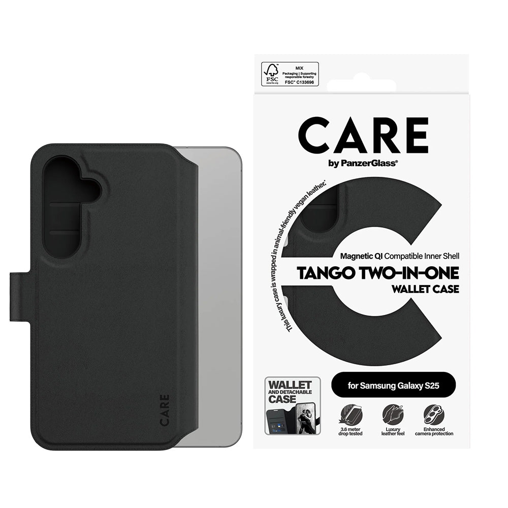 Etui do Samsung Galaxy S25 S931, PanzerGlass, Care Feature Tango Two-in-One, Czarne
