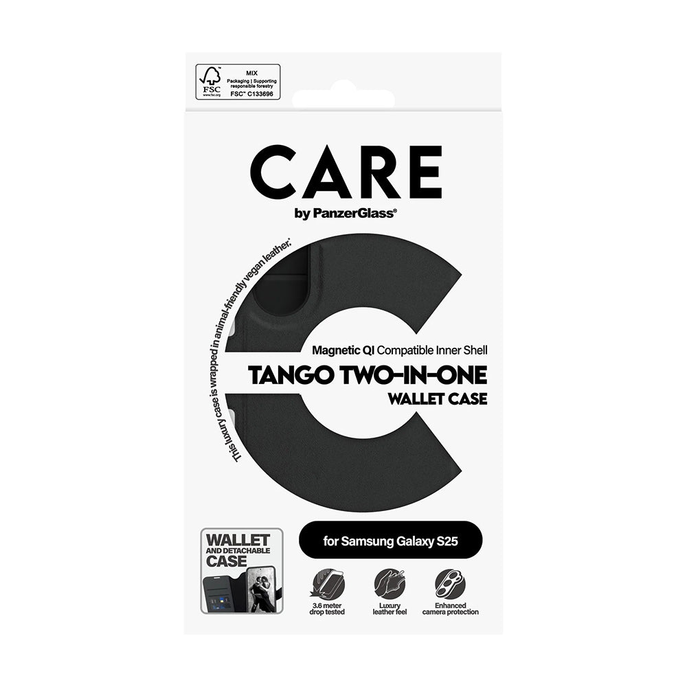 Etui do Samsung Galaxy S25 S931, PanzerGlass, Care Feature Tango Two-in-One, Czarne