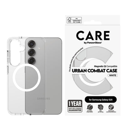 Etui na Samsung Galaxy S25 S931, PanzerGlass, Care Urban Combat, Przezroczyste Białe