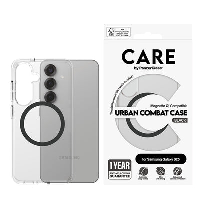 Etui na Samsung Galaxy S25 S931, PanzerGlass, Care Urban Combat, Czarne Przezroczyste
