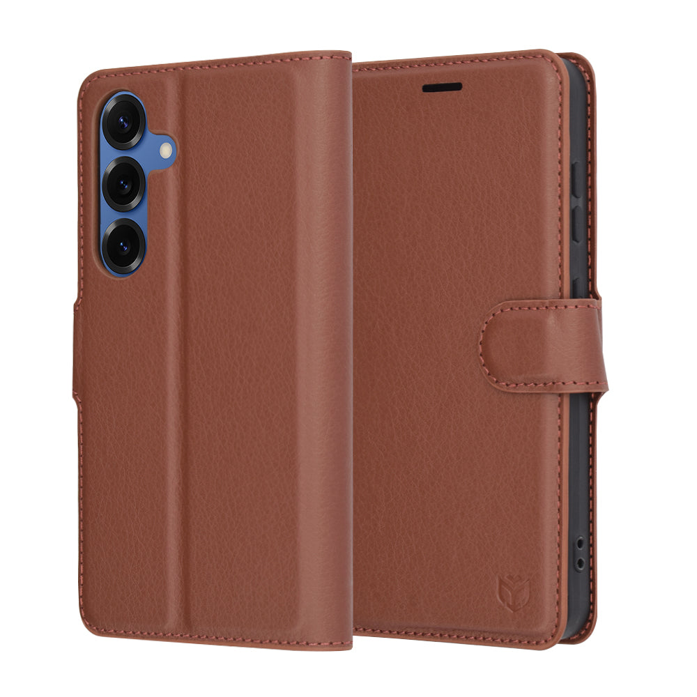 Case for Samsung Galaxy S25 S931, Techsuit, Leather Folio, Brown