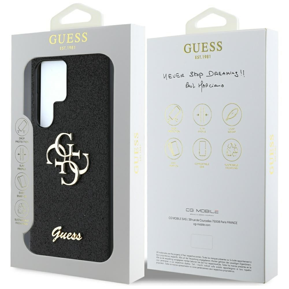 Etui na Samsung Galaxy S25 Ultra S938, Guess, Glitter Big 4G Script, Czarne