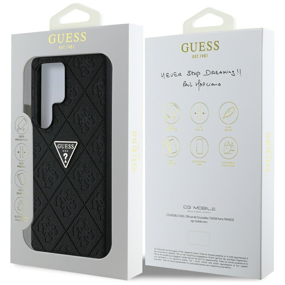 Etui na Samsung Galaxy S25 Ultra S938, Guess, Grained Hot Stamp 4G Triangle, Czarne