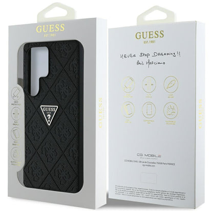 Etui na Samsung Galaxy S25 Ultra S938, Guess, Grained Hot Stamp 4G Triangle, Czarne