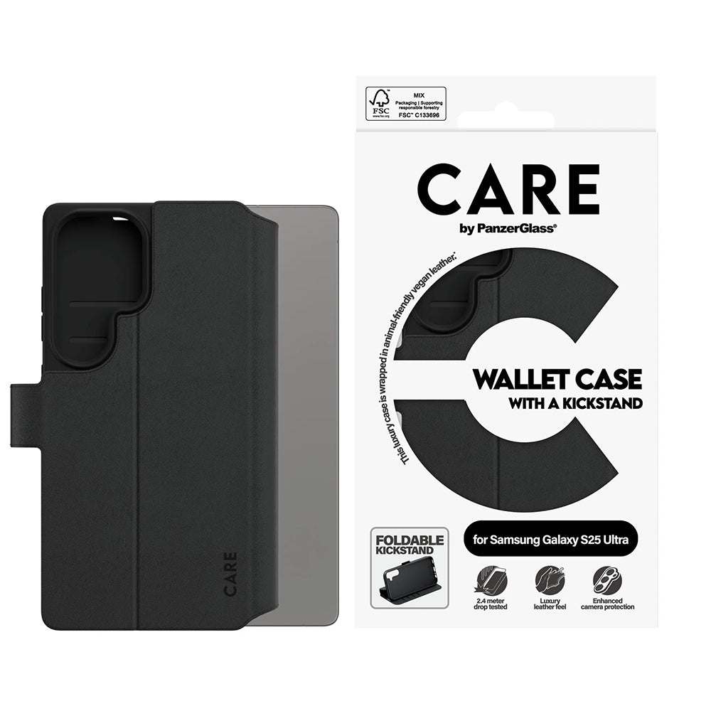 Etui na Samsung Galaxy S25 Ultra S938, PanzerGlass, Care Feature Kickstand Wallet, Czarne