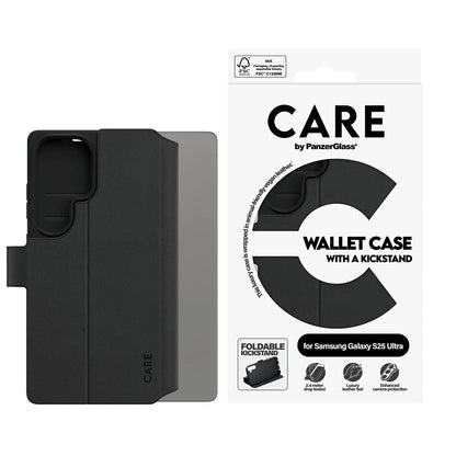 Etui na Samsung Galaxy S25 Ultra S938, PanzerGlass, Care Feature Kickstand Wallet, Czarne