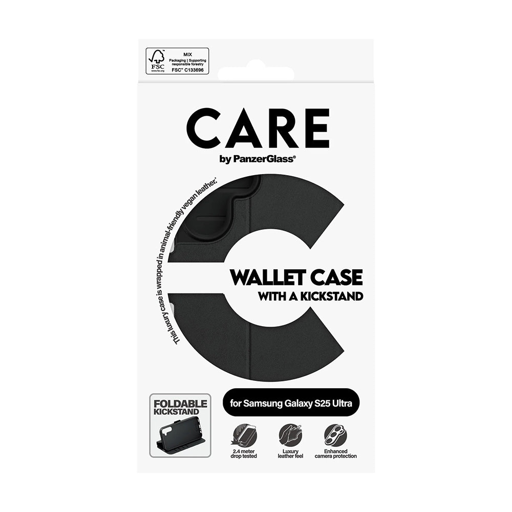 Etui na Samsung Galaxy S25 Ultra S938, PanzerGlass, Care Feature Kickstand Wallet, Czarne