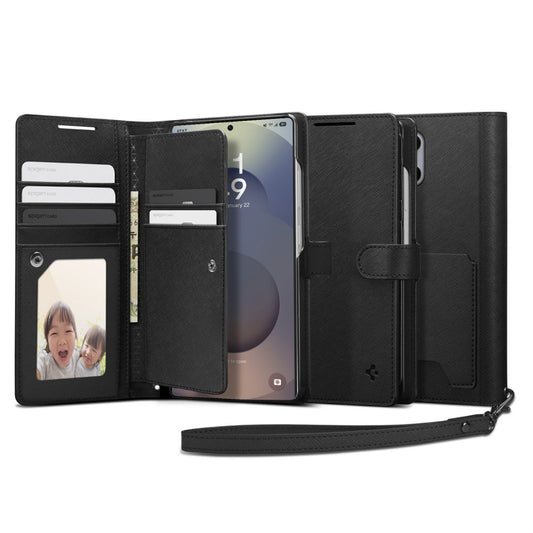 Etui na Samsung Galaxy S25 Ultra S938, Spigen, Wallet S, Czarne ACS09124