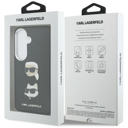 Etui na Samsung Galaxy S26 Plus S947, Karl Lagerfeld, Saffiano Karl & Choupette's Head Pin, Czarne