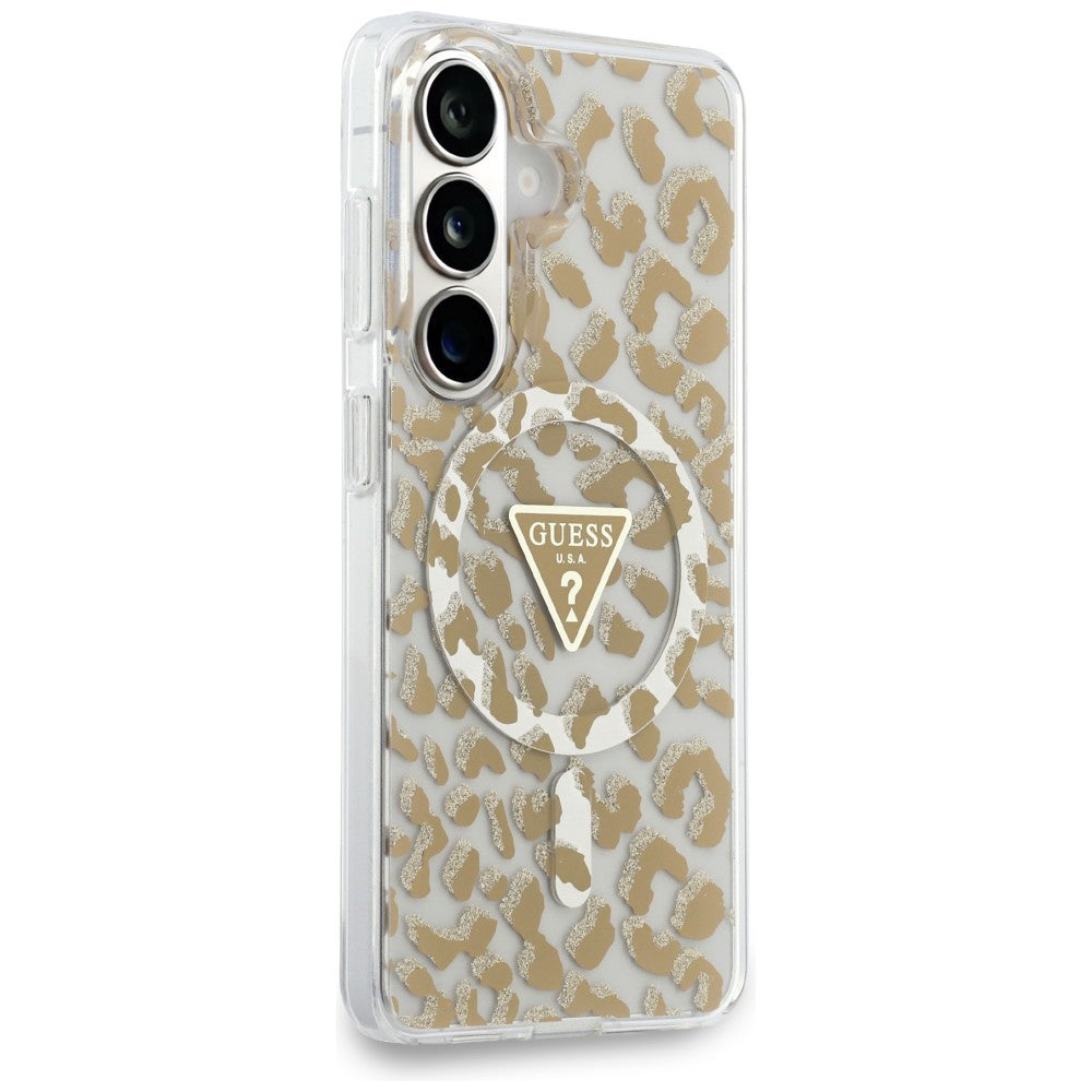 MagSafe Case for Samsung Galaxy S26 S942, Guess, IML Leopard Pattern, Brown