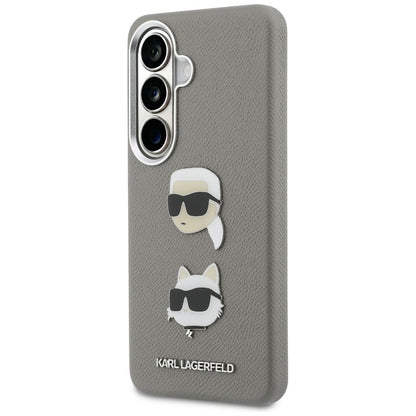 Etui na Samsung Galaxy S26 S942, Karl Lagerfeld, Saffiano Karl & Choupette's Head Pin, Szare