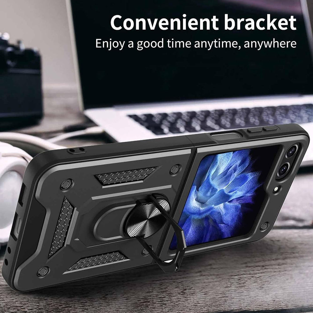 Etui na Samsung Galaxy Z Flip7 FE F761 / Z Flip6 F741, Techsuit, CamShield, czarne